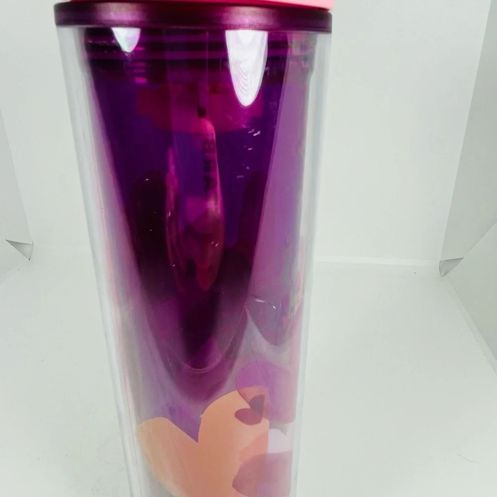 Starbucks Valentines 2020 Pink Purple Tumbler Hearts Cold Hot Cup 16oz Acrylic